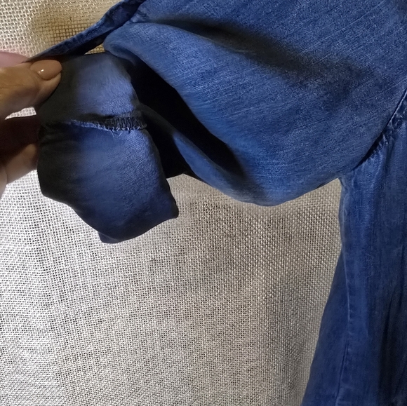CLOTH & STONE Tencel Blue Denim Tunic Dress Size MED - Picture 8 of 9